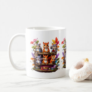 Squirrels On A Wooden Bookshelf Coffee Mug