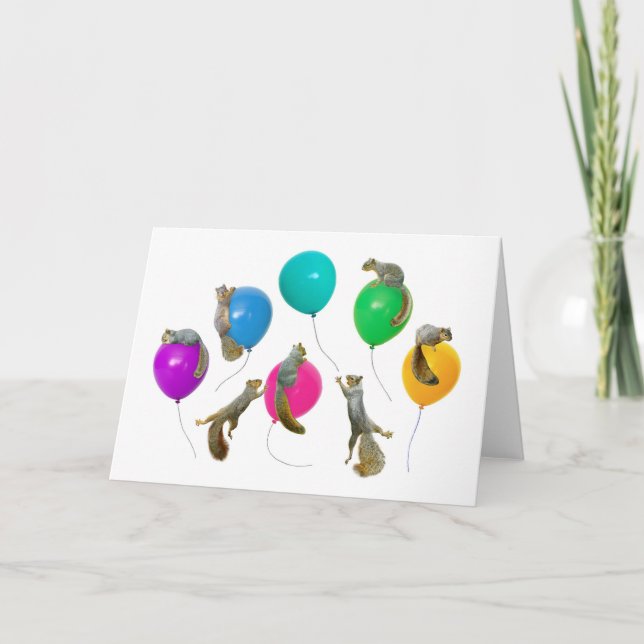Squirrels on Balloons Card (Front)