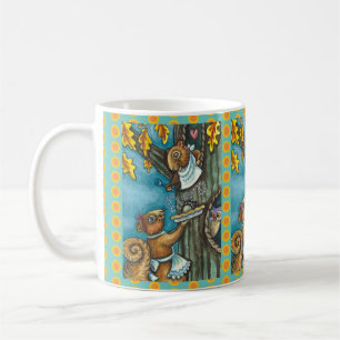 SQUIRRELS & OWL THANKSGIVING, HOMEMADE ACORN PIE COFFEE MUG