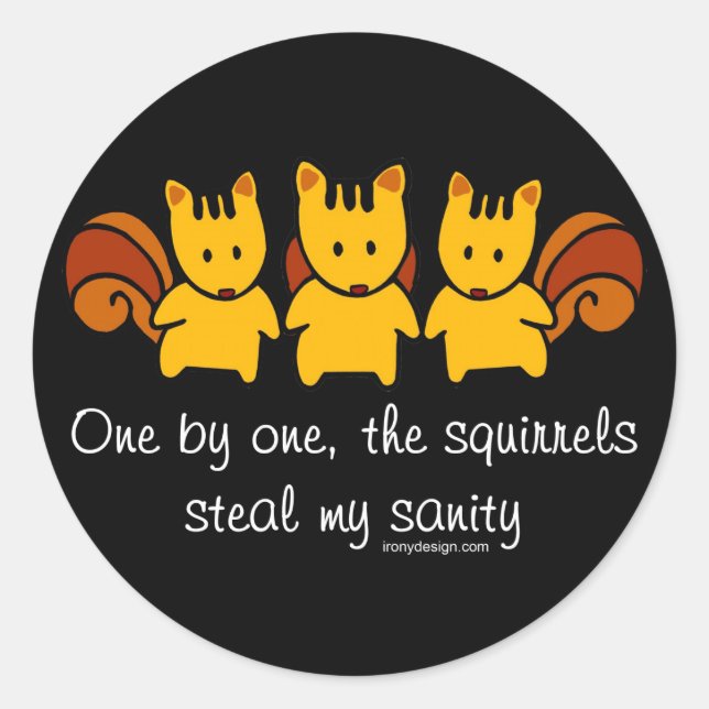 Squirrels steal my sanity classic round sticker (Front)