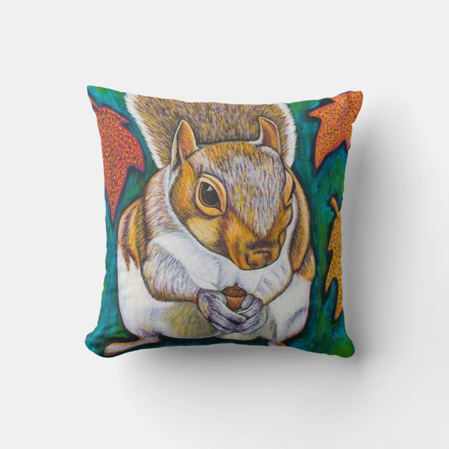 Squirrels Throw Pillow (Front)