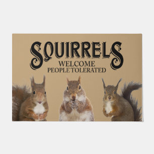 Squirrels Welcome People Rug, Cute Animal Doormat