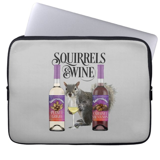Squirrels & Wine - Funny Squirrel Lover and Wine D Laptop Sleeve (Front)