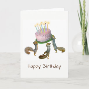 Squirrels with Cake Birthday Card