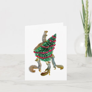 Squirrels with Tree Christmas Card