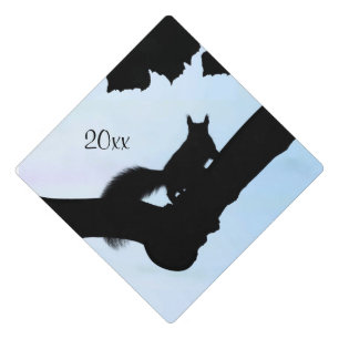 Squirrely Blues Graduation Cap Topper