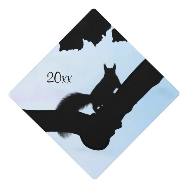 Squirrely Blues Graduation Cap Topper (Front)