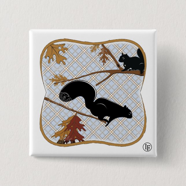 Squirrely Business 2 Inch Square Button (Front)