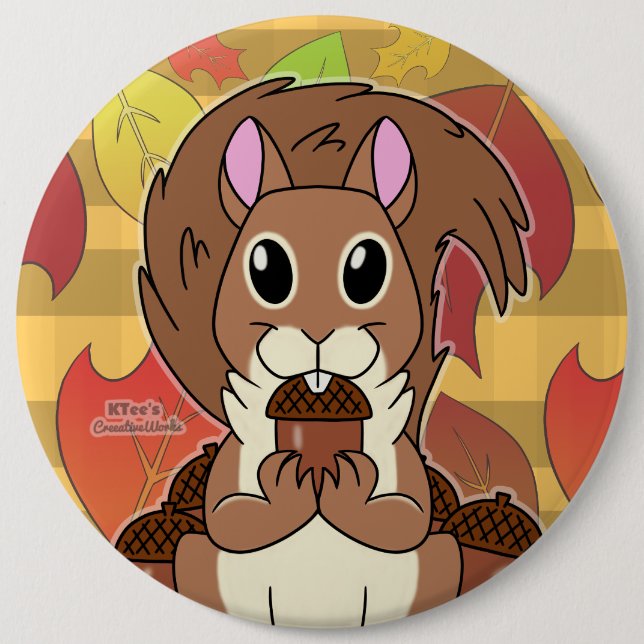 Squirrely Squirrel -  6 Inch Round Button (Front)