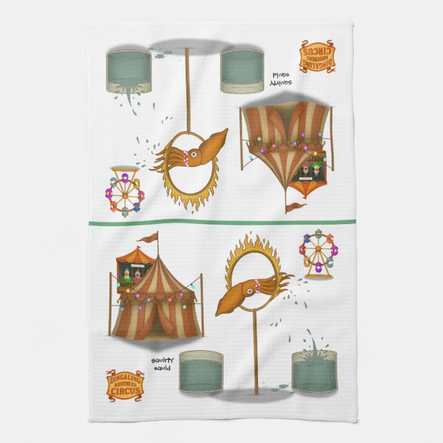 Squirty squid kitchen towel (Vertical)