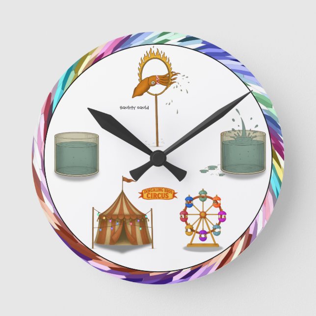 Squirty squid round clock (Front)