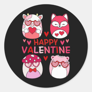 Squish Squad Happy Valentine Gifts For Kids Woman  Classic Round Sticker