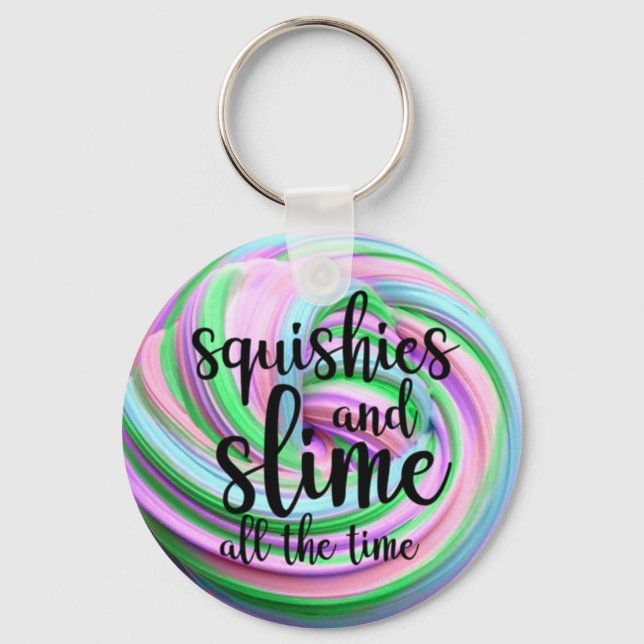 Squishies & Slime Pastel Rainbow Swirl Keychain (Front)