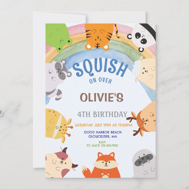 Squishmallow Boy Invitation d'anniversaire (Devant)