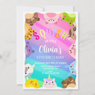  Squishmallow Girl Birthday party Invitation
