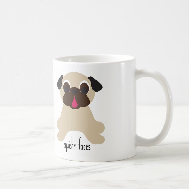 Squishy Face Curly Tails Fawn Pug Mug (Right)