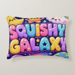 Squishy Galaxy Cute Kawaii Earth Moon Stars  Accent Pillow