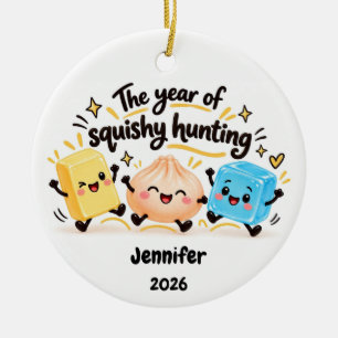 Squishy Hunting Christmas Custom Name 2026 Ceramic Ornament