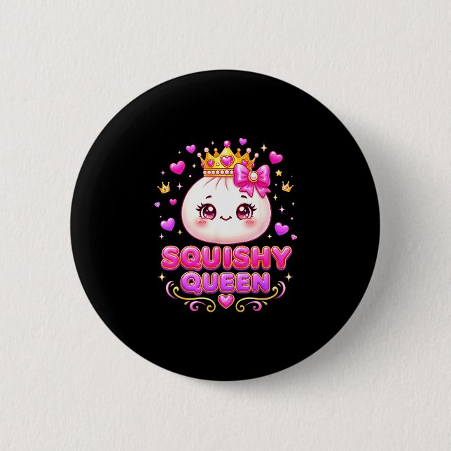 Squishy queen dumpling kawaii pastel anime 2 inch round button (Front)