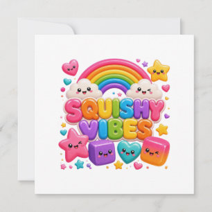 Squishy Vibes Cute Kawaii Rainbow Ombre Stars  Thank You Card
