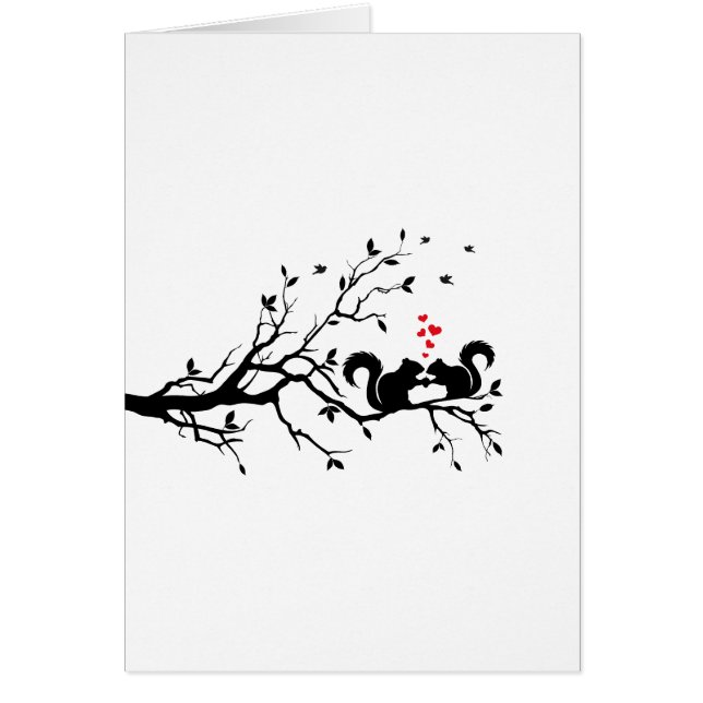 Squrrels with red hearts on tree branch (Front)