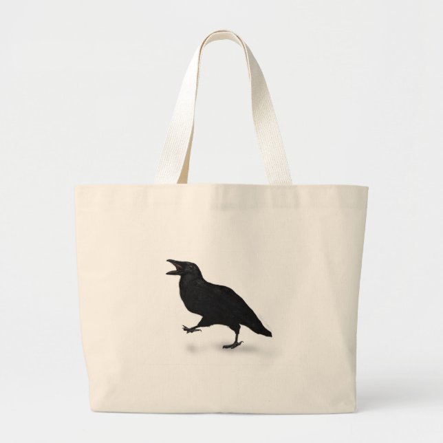Sqwarking Crow Large Tote Bag (Front)