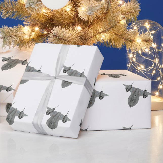 SR71 Blackbird Supersonic Aircraft Illustration Wrapping Paper (Holidays)
