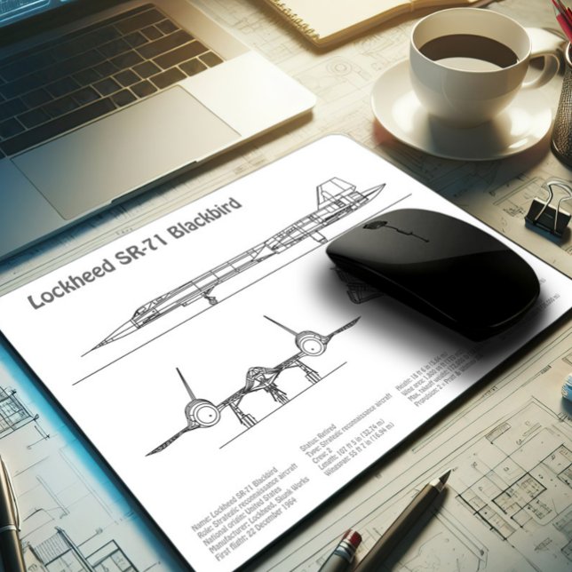 SR-71 Blackbird - Airplane Blueprint Plans BD Mouse Pad (Creator Uploaded)