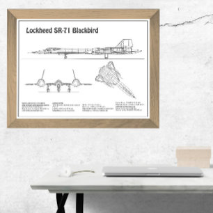 SR-71 Blackbird - Airplane Blueprint Plans BD Photo Print