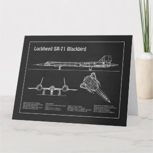 SR-71 Blackbird - Airplane Blueprint Plans PD Thank You Card