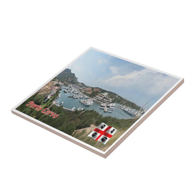 SRD054 PORTO CERVO The Port, Sardinia, Tile (Side)