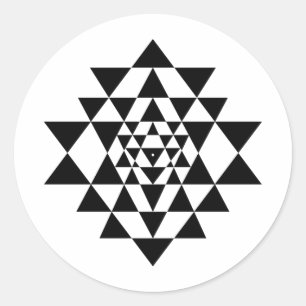 Sri autocollant rond noir et blanc de Yantra