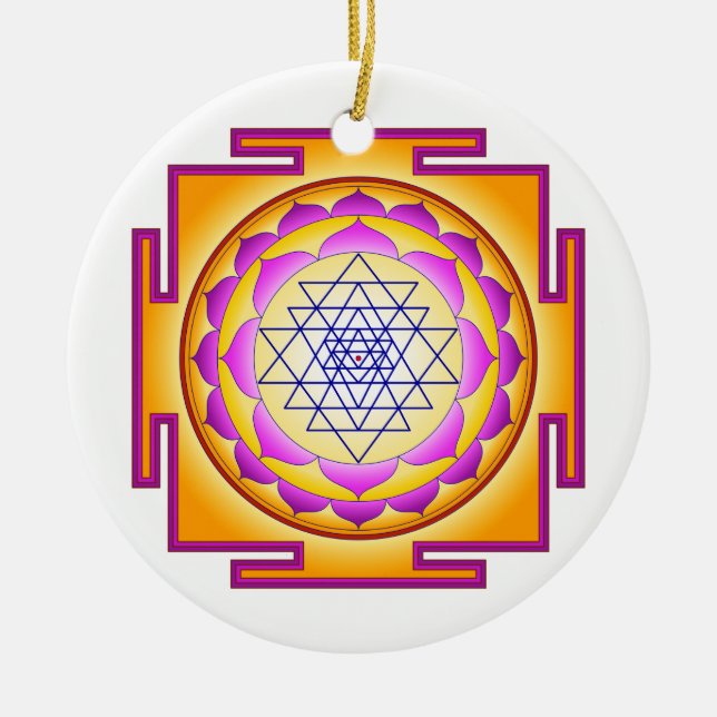 Sri Chakra Goddess Shri Lalitha Tripura Sundari Ceramic Ornament (Front)