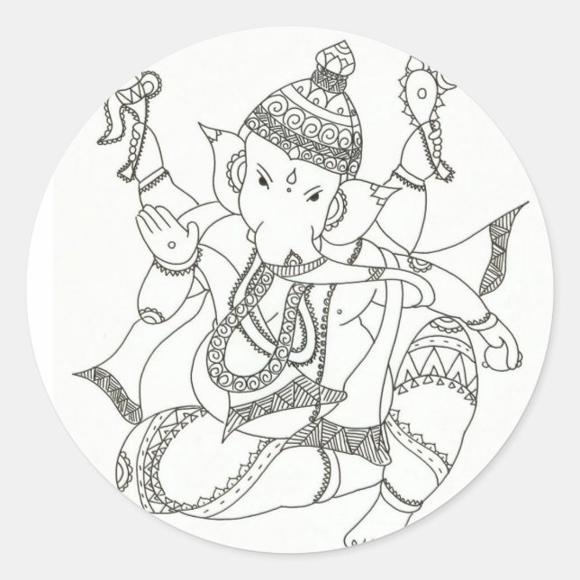 Sri Ganesha Classic Round Sticker (Front)