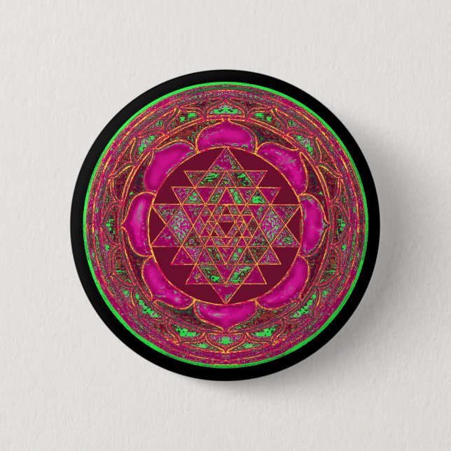 Sri Lakshmi Yantra Mandala 2 Inch Round Button (Front)