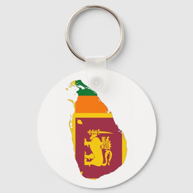 sri lanka country flag map shape silhouette symbol keychain (Front)