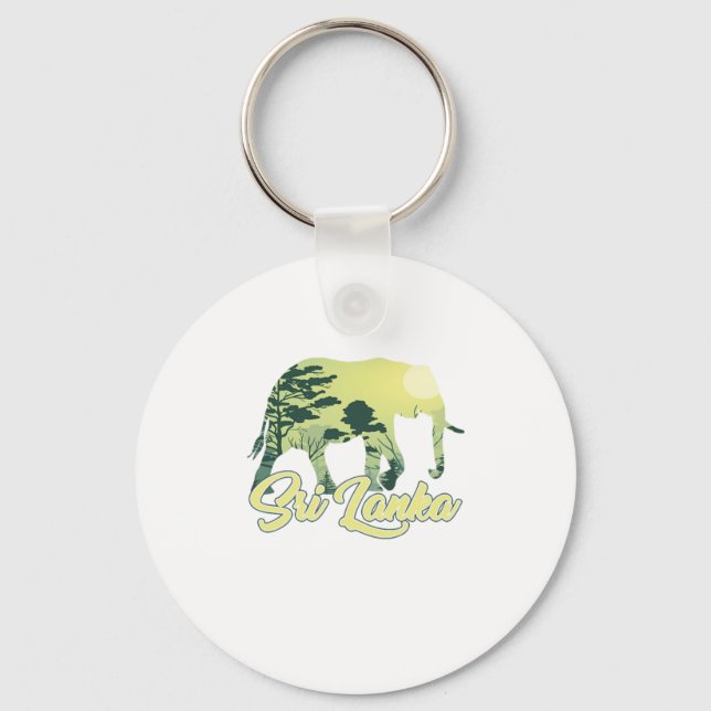 Sri Lanka Elephant Nature Lover Traveller Gift Keychain (Front)
