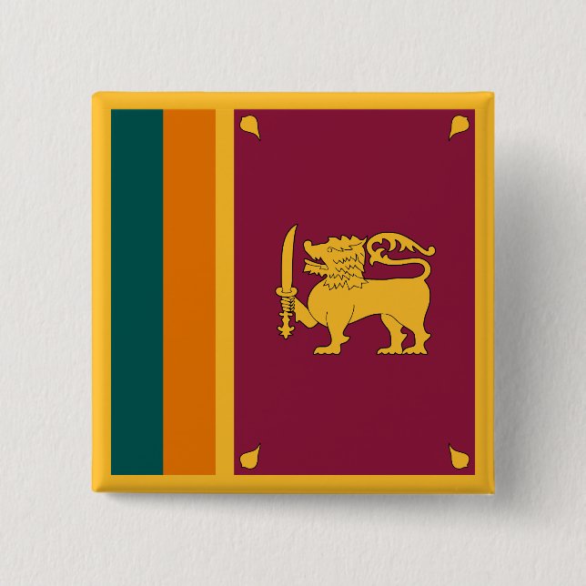 Sri Lanka Flag 2 Inch Square Button (Front)