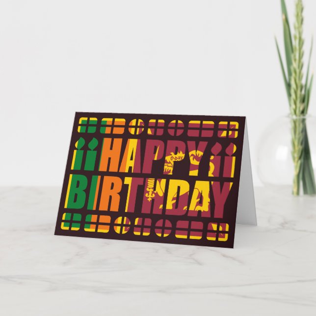 Sri Lanka Flag Birthday Card (Front)