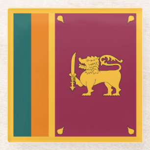 Sri Lanka Flag Glass Coaster