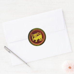 Sri Lanka Flag Lion Design Water Bottle Classic Round Sticker