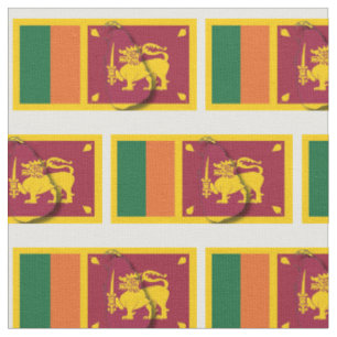 SRI LANKA Flag Map Outline Fabric