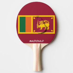 SRI LANKA FLAG & MAP Personalized Burgundy Ping Pong Paddle