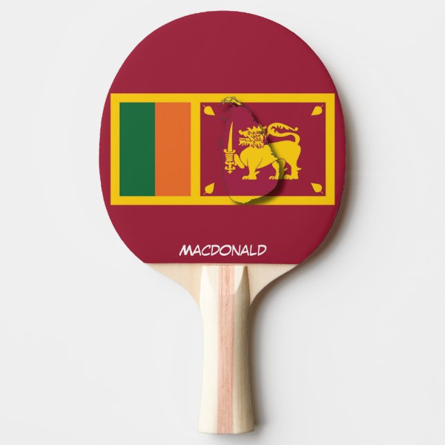 SRI LANKA FLAG & MAP Personalized Burgundy Ping Pong Paddle (Front)