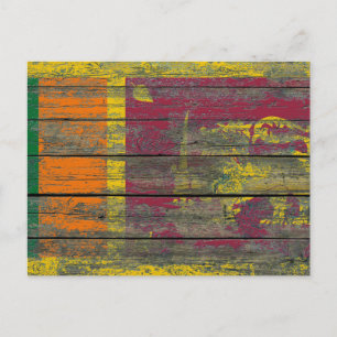 Sri Lanka Flag on Rough Wood Boards Effect Postcard