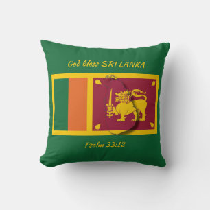SRI LANKA FLAG Patriotic Scripture Custom GREEN Throw Pillow