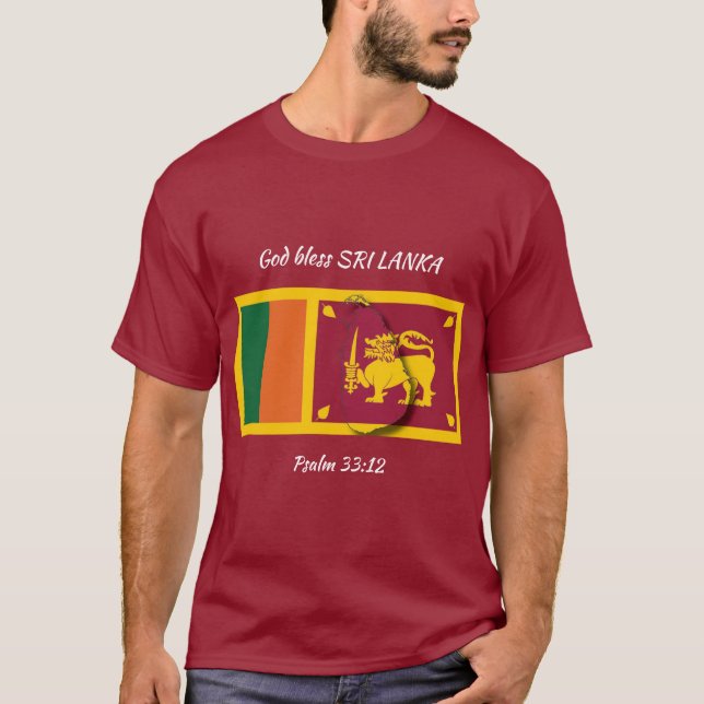 SRI LANKA FLAG Patriotic Scripture Custom MAROON T-Shirt (Front)
