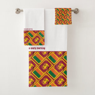 SRI LANKA FLAG Personalized Scripture WHITE Bath Towel Set