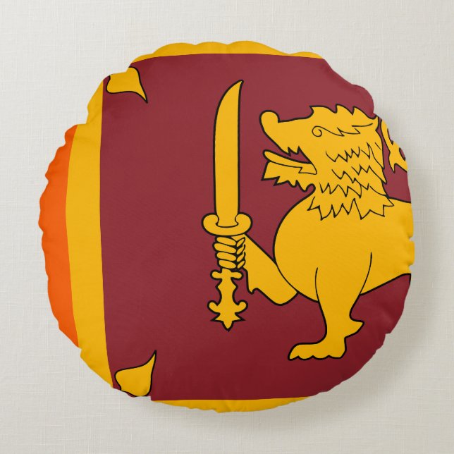 Sri Lanka Flag Round Pillow (Front)