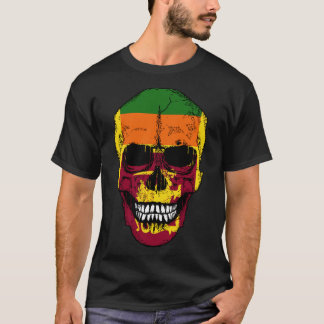 Sri Lanka Flag Skull Sri Lankan Flag Human Skull  T-Shirt